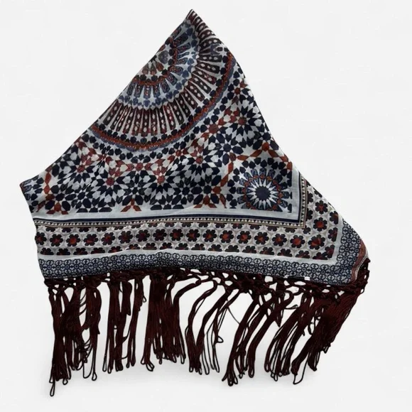 FINAL CHANCE Southwest Geometric Fringe Bandana Top Festival Coastal Cowgirl - Picture 3 of 3